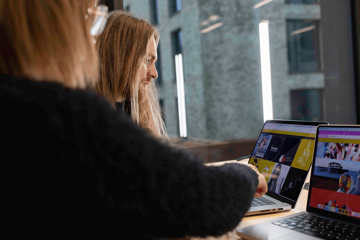 Team working on a laptop